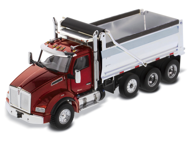 Diecast Masters Kenworth T880 SBFA Dump Truck Radiant Red and Chrome Box - 1/50 Scale - 71059